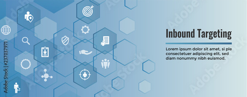 Digital Inbound Marketing  and Targeting Web Banner w Vector Icon Set