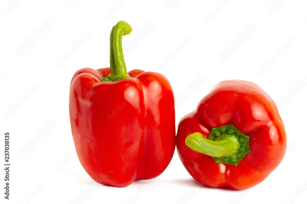 Two sweet bell peppers isolated on white background cutout Two sweet bell peppers isolated on white background cutout