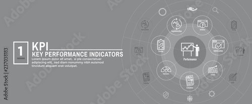 KPI - Key Performance Indicators Web Header Banner and Icon set