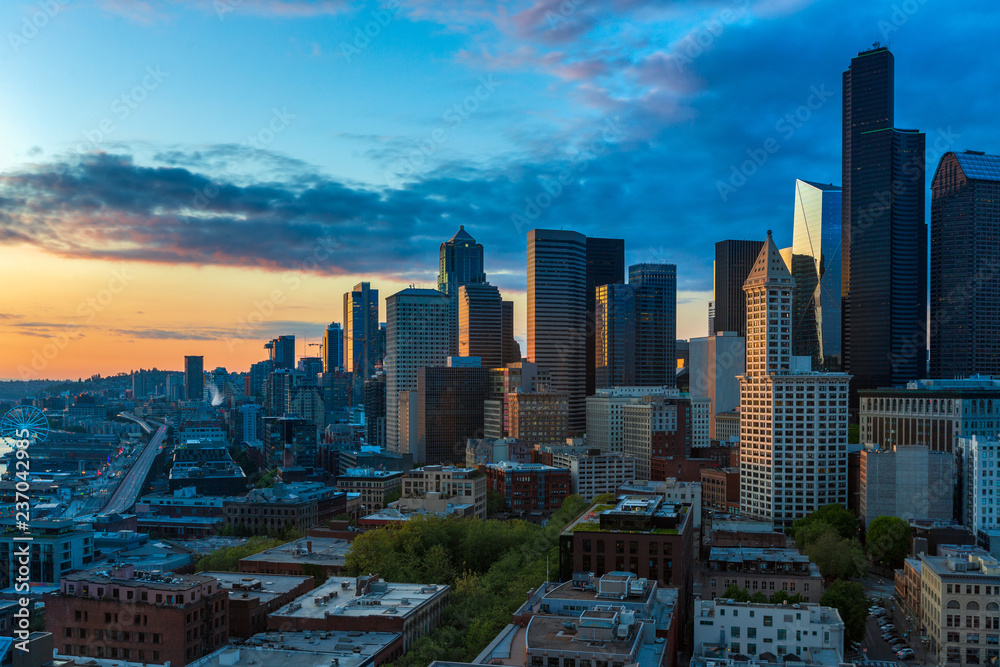Obraz premium Seattle Washington Sunrise Skyline