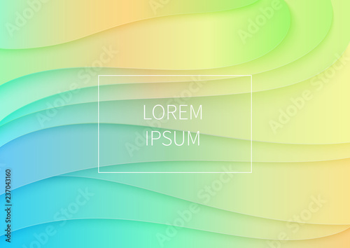 Elegant volumetric 3d color curved paper cut art vector illustration. Modern origami design template layout for business presentations, flyers, posters.