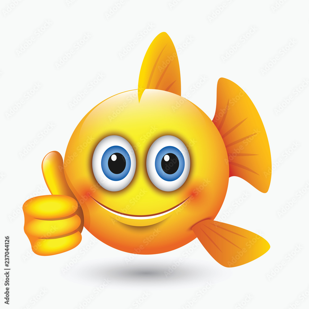Cute thumb up fish emoticon, emoji Stock Vector | Adobe Stock
