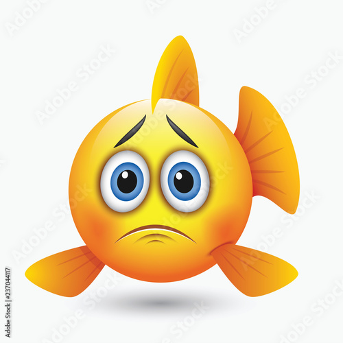 Cute sad fish emoticon, emoji