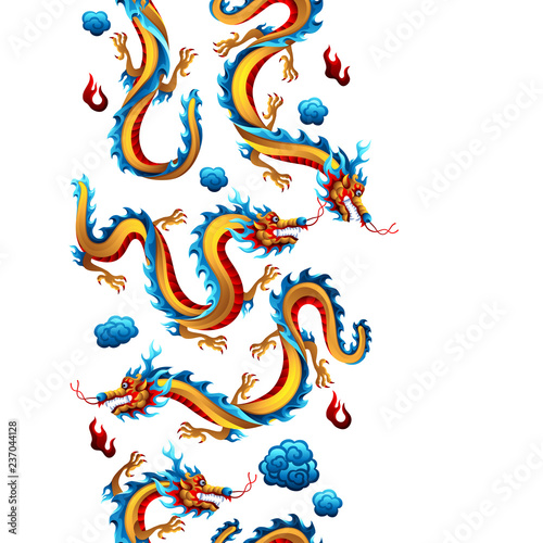 Seamless pattern with Chinese dragons.