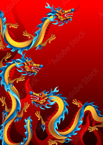 Background with Chinese dragons.
