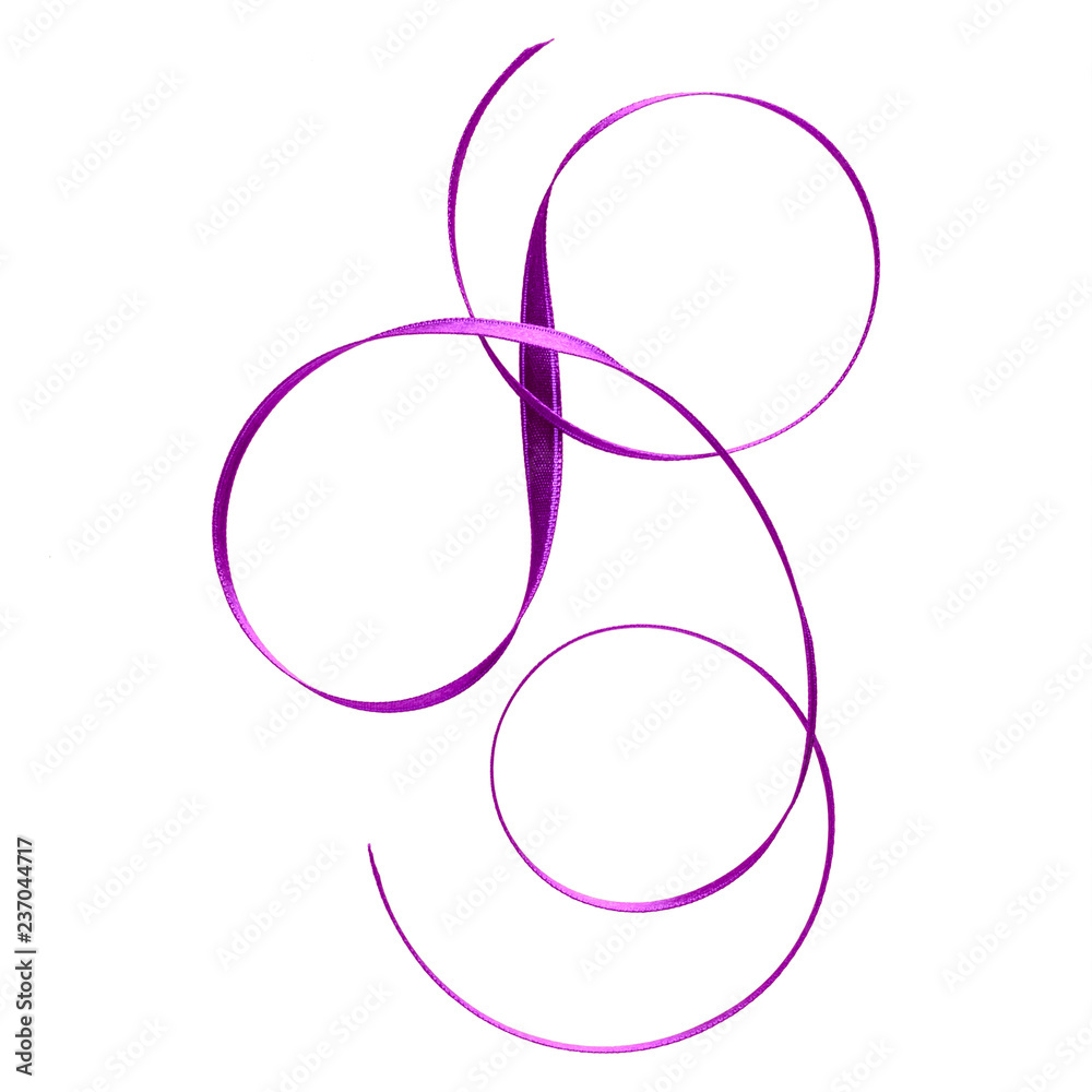Shiny satin ribbon in lavender color isolated on white background close up .Ribbon image for decoration design. Shiny satin ribbon in lavender color isolated on white background close up .Ribbon image for decoration design.