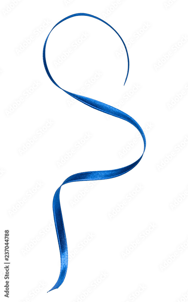 Shiny satin ribbon in blue color isolated on white background close up .Ribbon image for decoration design. Shiny satin ribbon in blue color isolated on white background close up .Ribbon image for decoration design.