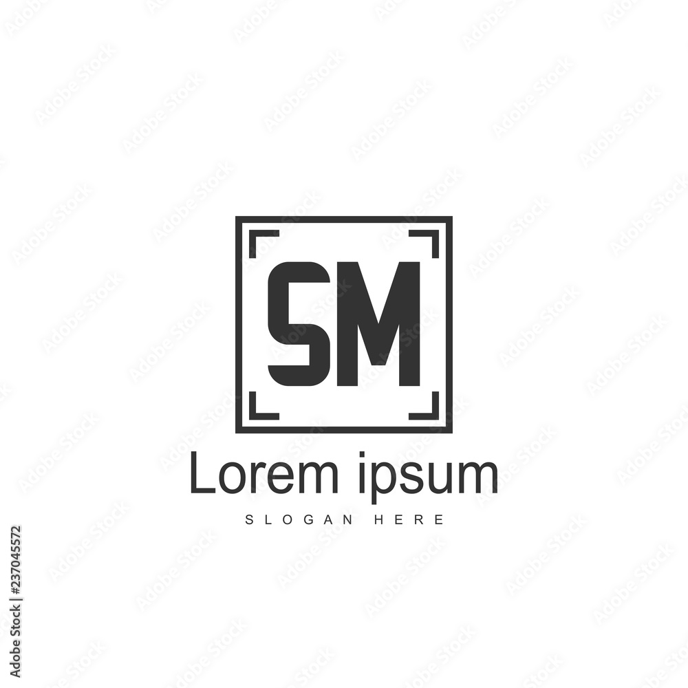 Initial letter SM logo template design. minimal letter logo Initial letter SM logo template design. minimal letter logo