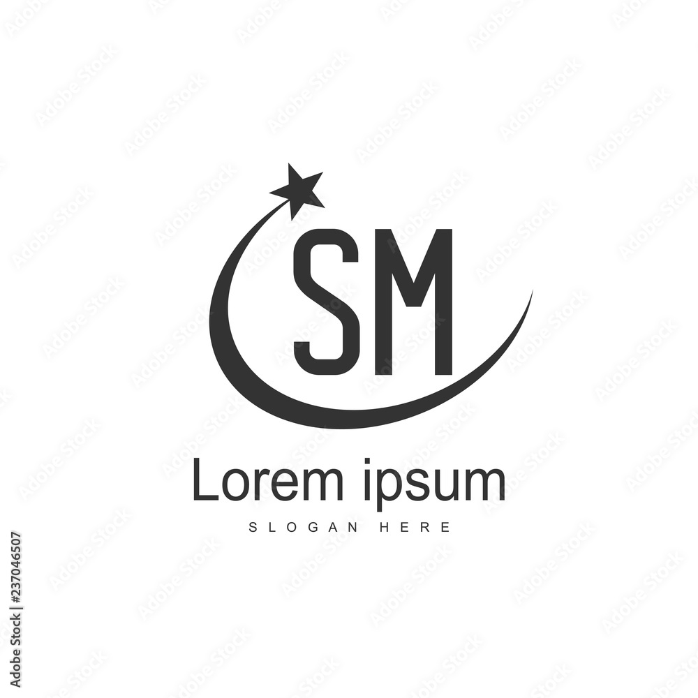 Initial letter SM logo template design. minimal letter logo Initial letter SM logo template design. minimal letter logo