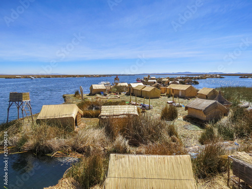 Vászonkép Sunny day at Urus, Peru. Titicaca lake