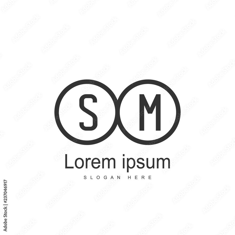 Initial letter SM logo template design. minimal letter logo Initial letter SM logo template design. minimal letter logo