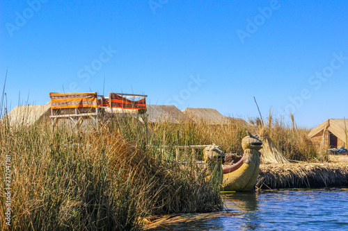 Canvastavla Sunny day at Urus, Peru. Titicaca lake