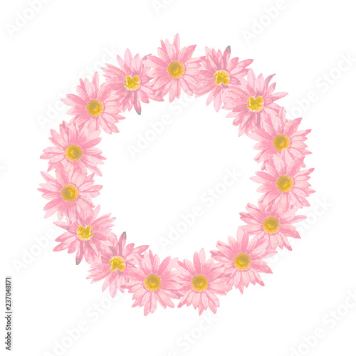 Fototapeta Naklejka Na Ścianę i Meble -  Round frame wreath of chrysanthemum flowers.