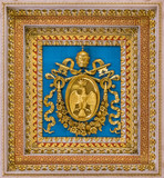Leo XII coat of arms from the ceiling of the Basilica of Saint Paul Outside the Walls, in Rome.