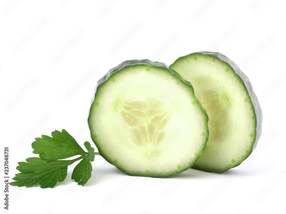 Cucumber slices  isolated on white background cutout