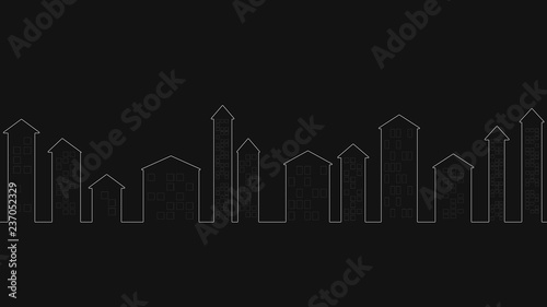 WebCityscape. Silhouette of the city on the horizon. Night city silhouette
