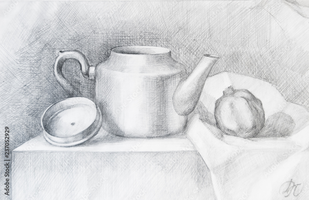Composition Still Life, Drawing by Luc Pierre | Artmajeur