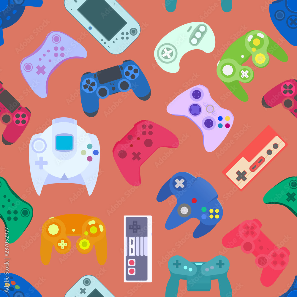 Video game controller background Gadgets seamless pattern Stock  Illustration | Adobe Stock