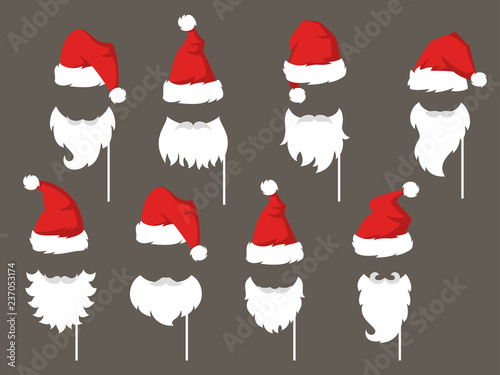 Set of piece photo booth props for Santa Claus.