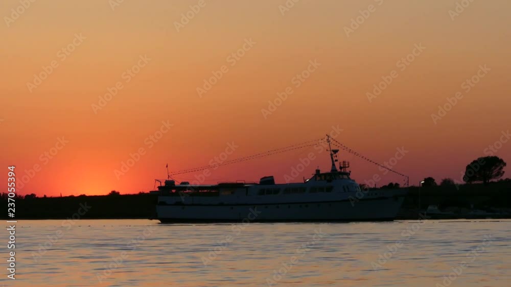 Sunset and boat. Adriatic sea and sunset. Croatia. Sunset and boat. Adriatic sea and sunset. Croatia.