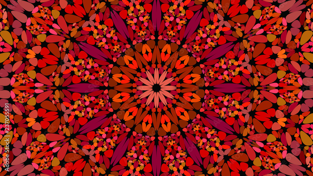 Red stone kaleidoscope mandala pattern background design - abstract geometrical vector ornament wallpaper illustration