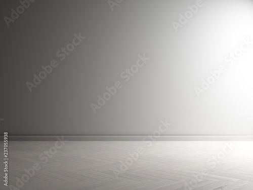 3d render of grey interior with parquet
