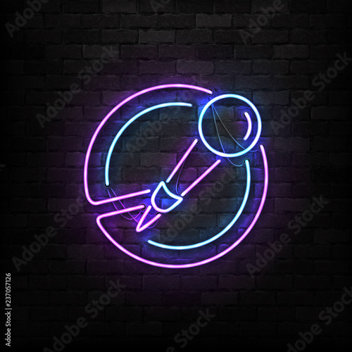 Vector realistic isolated neon sign of Karaoke logo for decoration and covering on the wall background. Concept of night club and live music.