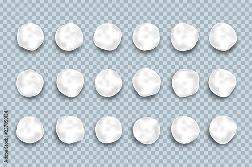 Vector set of realistic isolated Snowballs for template decoration and layout on the transparent background. Concept of Merry Christmas and Happy New Year.