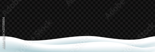 Vector realistic isolated panoramic Snow field for decoration and covering on the transparent background. Concept of Merry Christmas and Happy New Year.