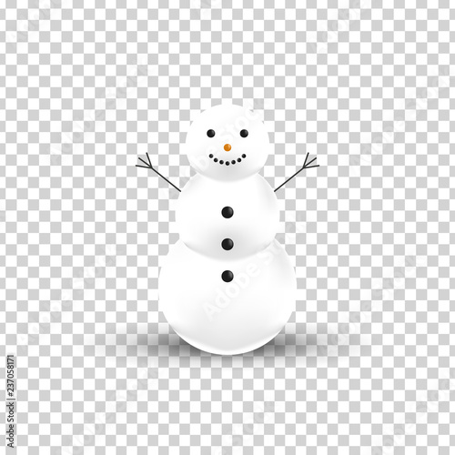 Fotografia Vector realistic isolated Snowman for decoration and covering on the transparent background