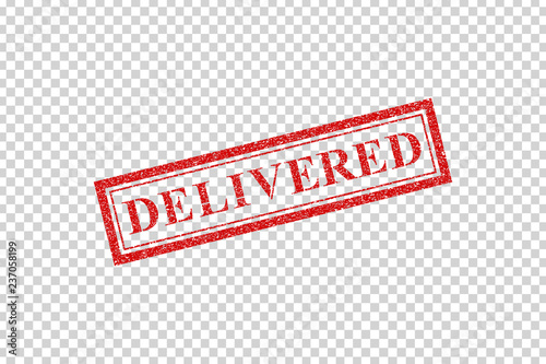 Vector realistic isolated rubber stamp of Delivered logo for template decoration and layout covering on the transparent background.