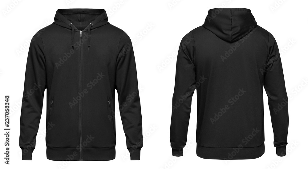 Blank black male hooded sweatshirt long sleeve, mens hoody with zipped ...