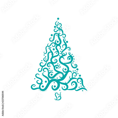The symbol of the new year is a big beautiful green Christmas tree decorated area with cute handmade toys.