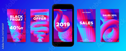 Stories Templates Set with Color Fluid Shapes.
