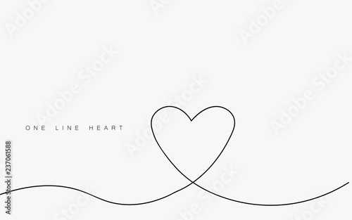 Love heart vector, continuous one line drawing. Vector illustration.