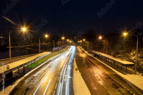 traffic in city at night