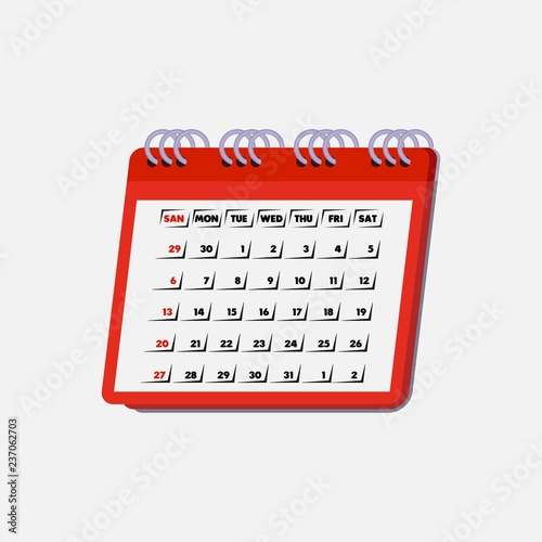 Spring calendar, wall calendar, flat style