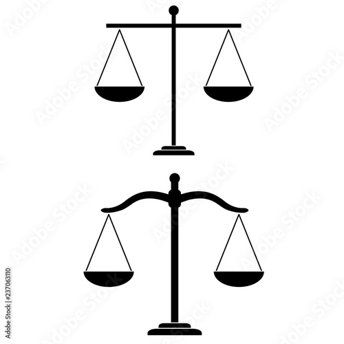 Scales of justice icon, logo on white background