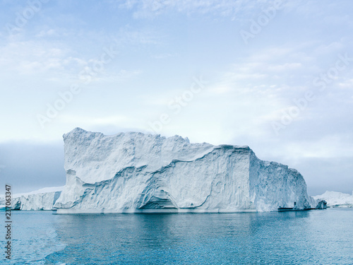 Icebergs on the arctic ocean in Greenland