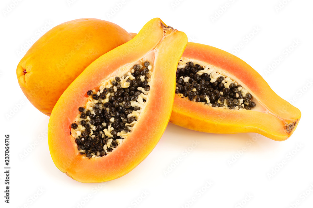 ripe cut papaya isolated on a white background ripe cut papaya isolated on a white background