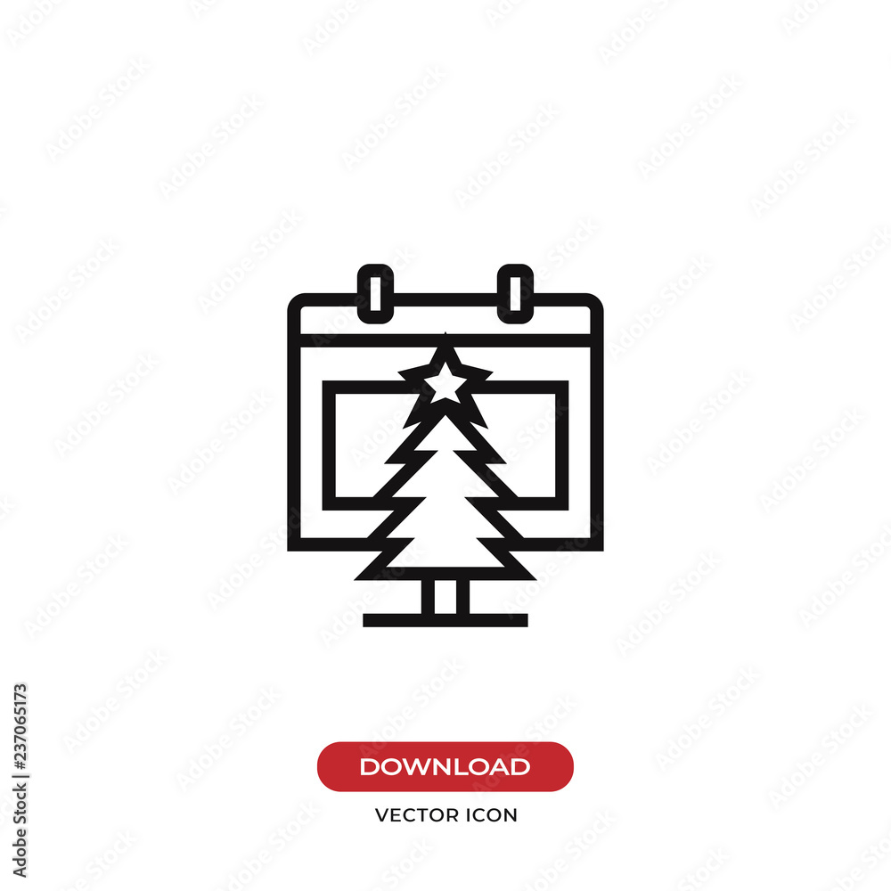 Calendar and Christmas tree vector icon Calendar and Christmas tree vector icon