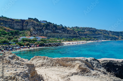 Panoramic view at Riaci beach located near Tropea, Italy