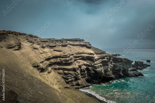 Hawaiian green sand beach