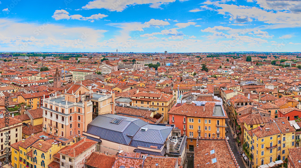 Cityscape of Verona in Italy / Seen from the Tower of Lamberti next to 