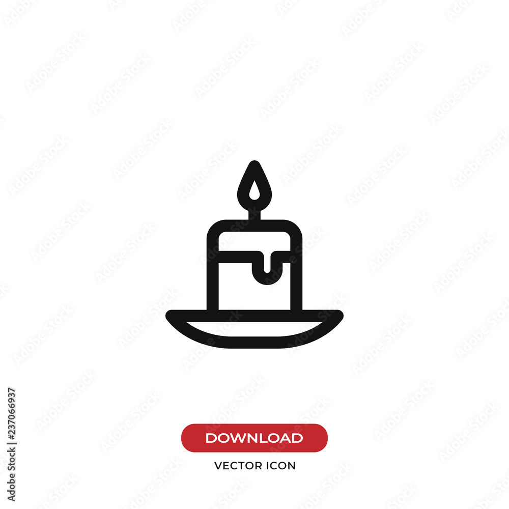 Candle icon. Light,fire symbol. Flat vector sign isolated on white background. Simple vector illustration for graphic and web design.