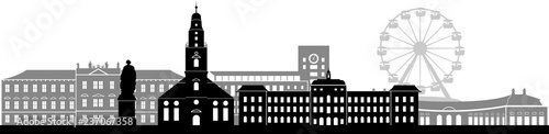 Erlangen skyline detailliert Graustufen // Vektor