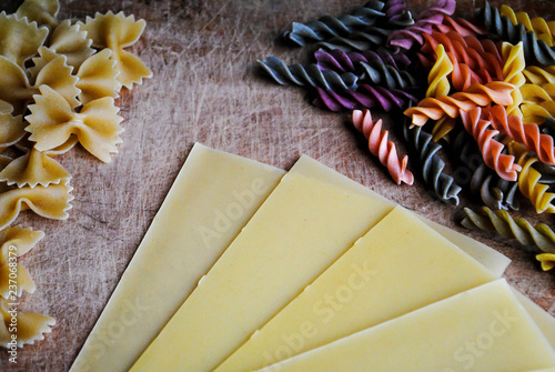 Italian cuisine cooking ingredients: variety of pasta shapes photo