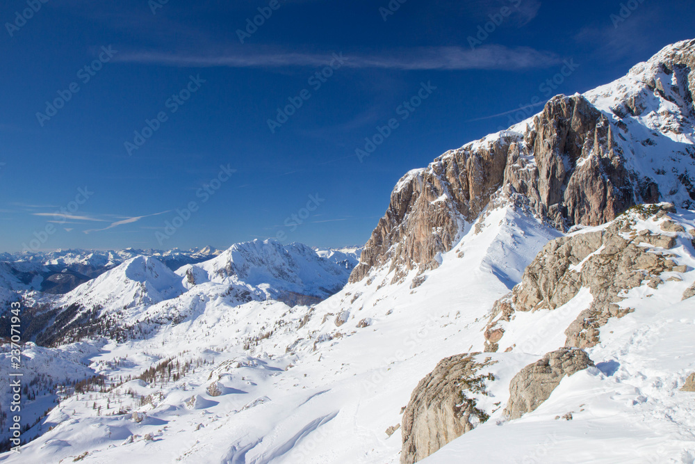 view of Nassfele ski resort in Austrian Alps