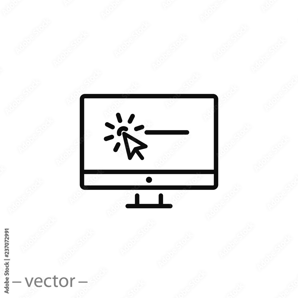 computer or monitor, cursor click promotion page icon vector computer or monitor, cursor click promotion page icon vector