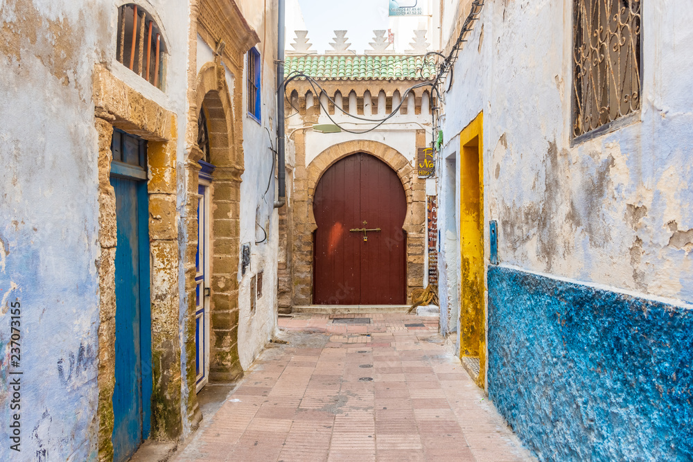 Old street in the medina of Essaouira, Morocco